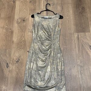 Calvin Klein metallic shimmer ruched dress 4/6